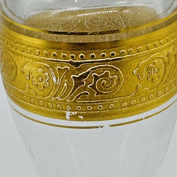 Antique Victorian Perfume Bottle Gold Accents Tear Drop Stopper 7 inch - Picture 4 of 10